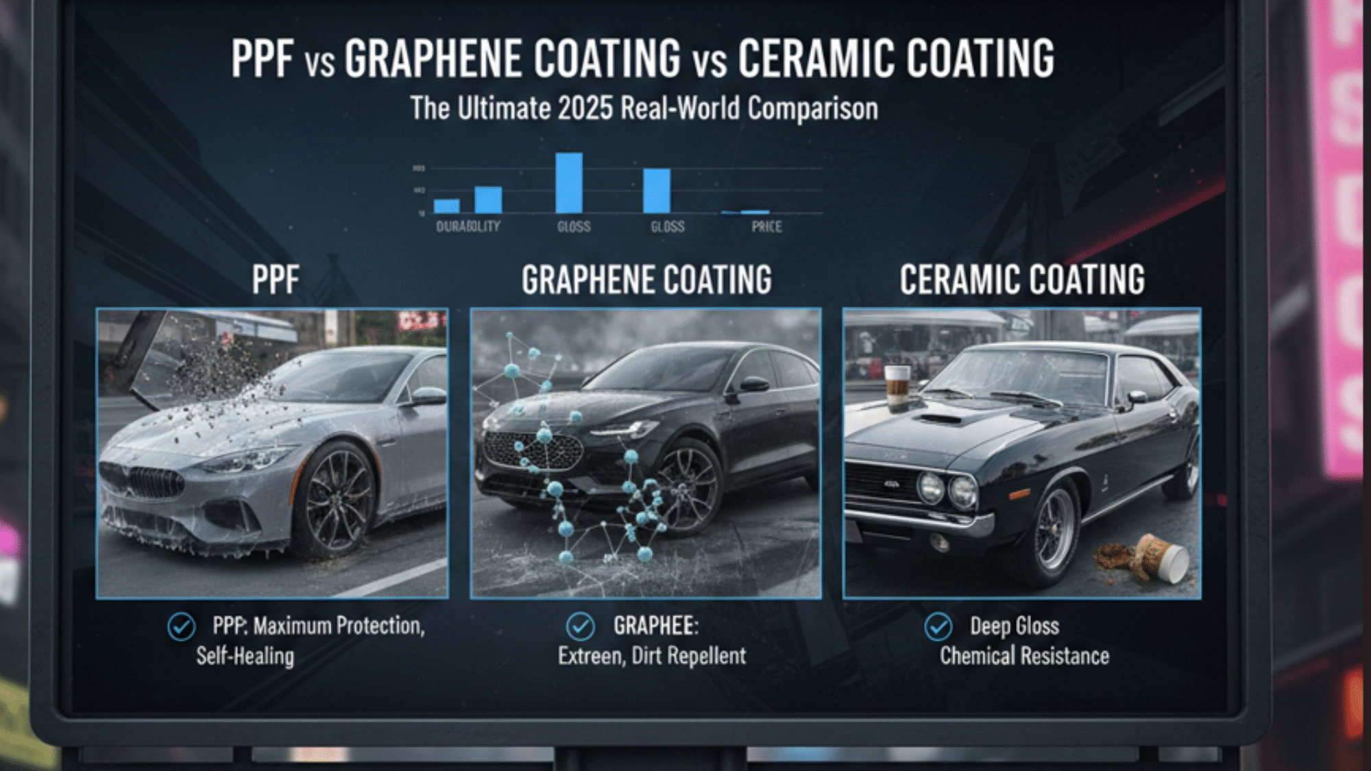 PPF vs Graphene Coating vs Ceramic Coating: The Ultimate 2025 Real-World Comparison